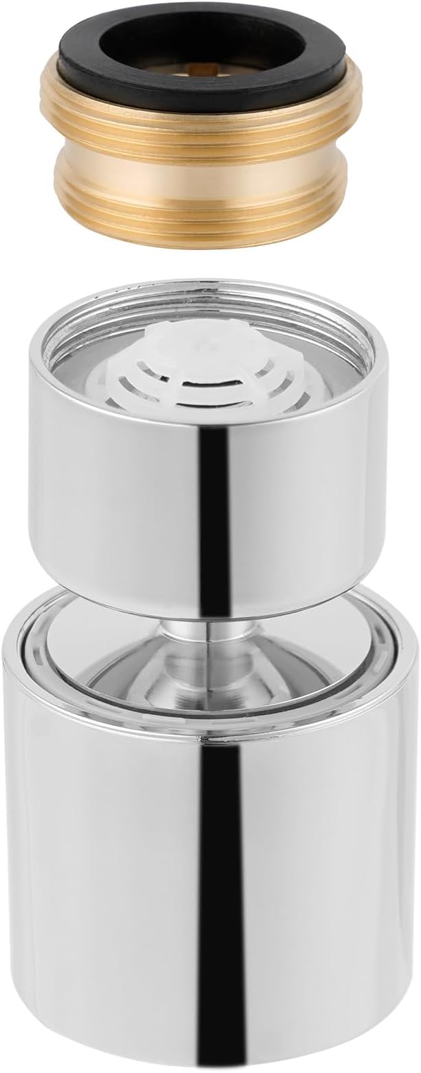 Hibbent NSF/ANSI/CAN 61 Certified Faucet Aerator, CUPC Certification 360° Swivel Kitchen Faucet Aerator, 2 Flow Sprayer Modes Water Saving Faucet Extender-55/64"-27UNS Female Thread/Polished Chrome