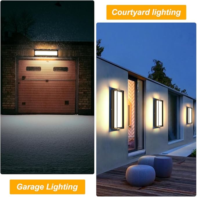 Sytmhoe 2Packs LED Outdoor Wall Lights,16inch Square 3000K 10%-100% Dimmable Exterior Wall Light Aluminum&PC Body Waterproof IP65 led Porch Light for House Patio Garage Garden(2Packs)