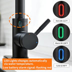 Touch-Less Kitchen Faucet, 3 Modes Pull Down Sprayer, LED Temperature Control,Sensor Activated,Ceramic Valve, 360-Degree Rotation, 1 or 3 Hole Deck Plate. 10-Year Warranty. (KW-78R, Black)