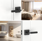 Amerdeco 5 Pack Matte Black Passage Door Handles,Heavy Duty Non-Locking Door Lever for Hall, Closet,Office Area, Shopping Malls AM0021