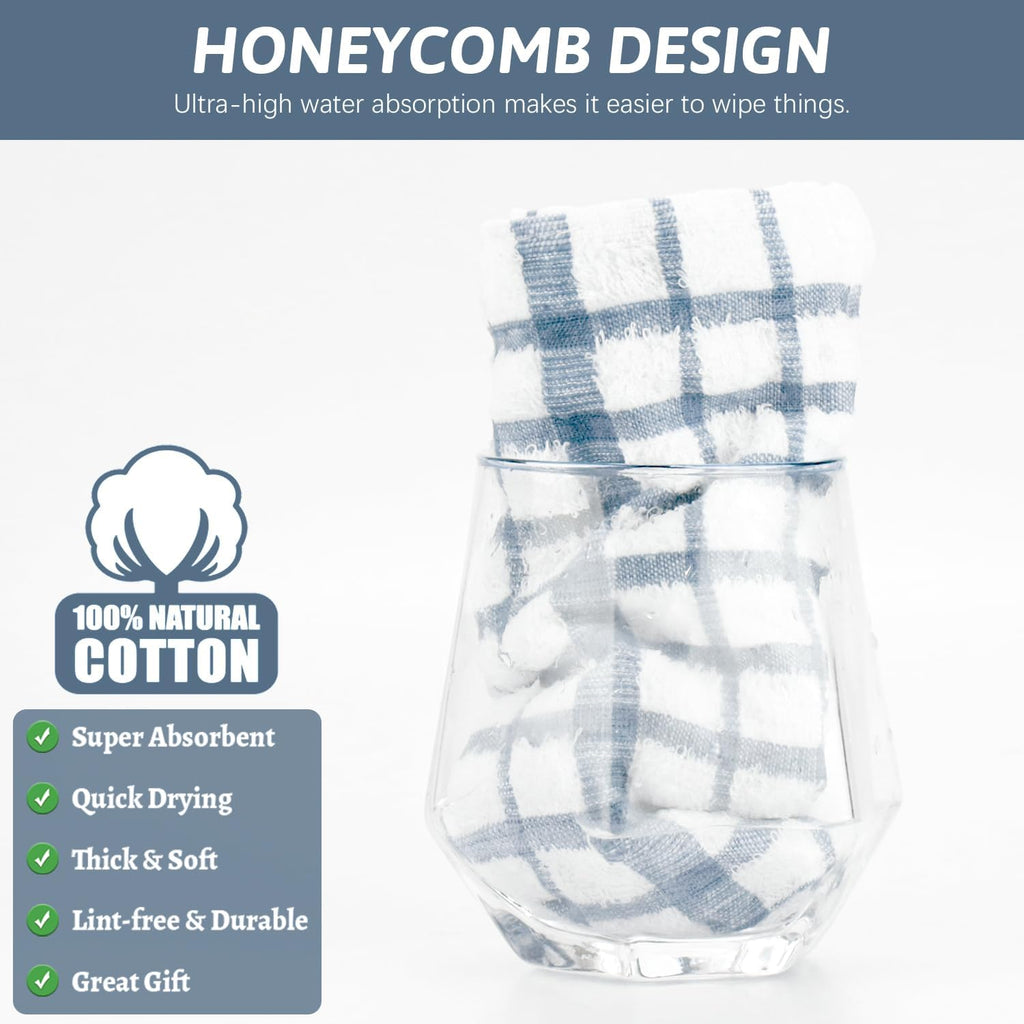 Nialnant 8PCS Dish Cloths,100% Cotton Soft Absorbent Cleaning Rags,Quick Drying Dish Towels for Kitchen,Washing Dishes-Little Blue,12x12in