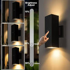 Motion Sensor Outdoor Wall Lights, Dusk to Dawn Exterior Wall Mount Light Fixtures with 3 Modes, Waterproof Up Down Porch Lights for House, Garage, Patio, Entryway, Matte Black