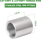 TAISHER 10PCS 304 Stainless Steel Cast Pipe Fitting, Coupling, 3/8" x 3/8" NPT Female Threaded