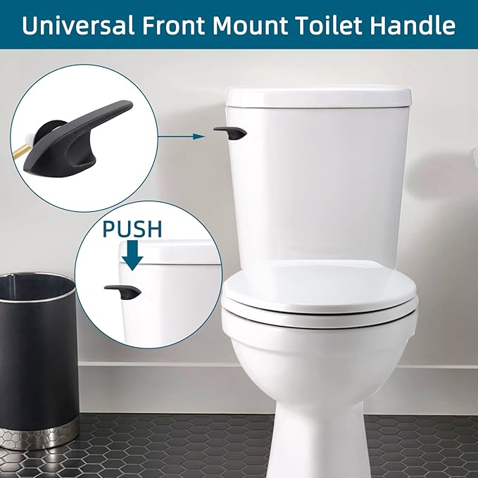 Universal Metal Front Mount Toilet Handle Replacement Kit Compatible with Kohler Toilet Tank Parts, Toilet Flush Lever Handle with Flapper Chains, Oil Rubbed Bronze