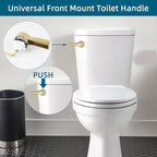 Hygie Rinse Metal Toilet Handle Replacement, Universal Front Mount, Brushed Gold Toilet Lever Flusher with Stainless Steel Flapper Chain, Toilet Repair Kit