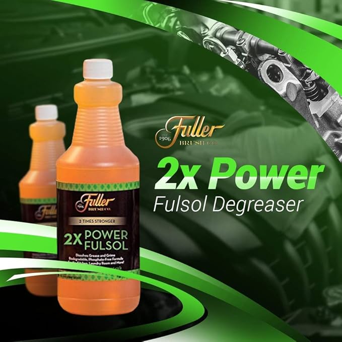Fuller Brush 2X Power Fulsol Degreaser - Powerful Multi-Surface Degreaser Concentrate - All Purpose Oil, Grease & Grime Cleaner For Bike, Automotive, Grill, Bathroom & Kitchen