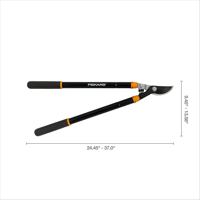 Fiskars Loppers for Tree Trimming, Heavy Duty, with Extendable Handle (24.5"-37" Range), Sharp Bypass Steel Blade Tree Branch Cutter up to 1.5-Inch Diameter Cut Capacity