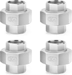 ChillWaves 304 Stainless Steel Cast Pipe Fitting, Union，1/4" NPT Female，Thread Adapter(4-PACK)