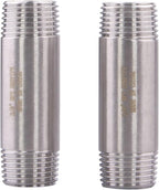 3/8" X 3/8" NPT Male Nipple Stainless Steel 304 Cast Pipe Coupling Fitting 2" Length (pack of 2)
