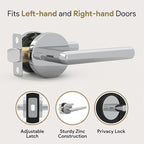 Mega Handles Ronn Privacy Door Handle - 3 Pack Reversible Chrome Door Handles, Heavy Duty Bed & Bath Door Handles with Privacy Door Lock, Fits All Standard Doors - Polished Chrome