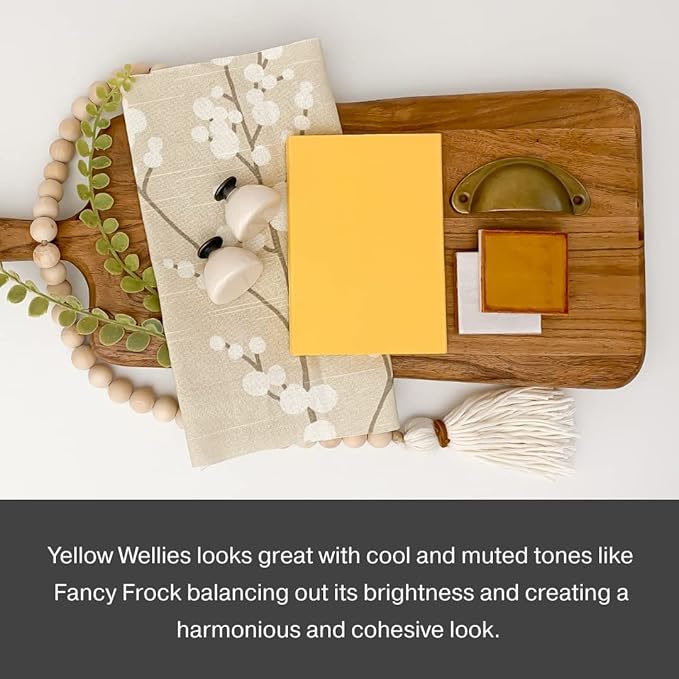 Country Chic All-in-One Chalk Paint for Furniture, Cabinets, Home Decor, Eco-Friendly, Matte Finish, Built-In Primer & Top Coat for Wood, Metal - Yellow Wellies (Yellow) - Pint 16 oz (475 ml)