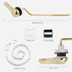 iFealClear Universal Metal Toilet Tank Flush Lever Replacement, Side Mount Toilet Handle Replacement Kit, Stainless Steel Chain, Solid Brass Material, Polished Gold