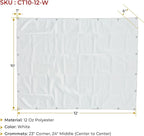 Mytee Products 10' x 12' White Canvas Tarp 12oz - Water Resistant & Breathable - Heavy Duty Tarps - Multipurpose Tarpaulin Cover for Camping Tent