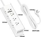 45W USB-C Fast Charging Under Desk Power Strip,12 Outlet Mountable Power Strip with 4 USB,1200J Surge Protection,6FT Flat Extension Cord