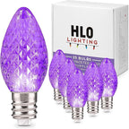 Holiday Lighting Outlet Faceted C7 Christmas Lights | Purple LED Light Bulbs Holiday Decoration | Warm Christmas Decor for Indoor & Outdoor Use | 2 SMD LEDs in Each Light Bulb | Set of 25