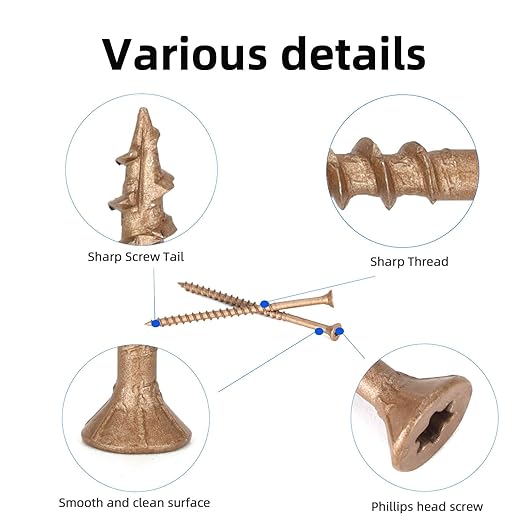 Wood Screws #10 x 3-1/2’’, T25 Star Torx Drive Flat Head Deck Screws, Brown, 58Pcs (1lb)