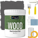 DWIL Matte Finish Furniture Paint - 32 Oz Wood Paint for Cabinets, Doors, Tables, and Dressers Refinishing - Water-Based, Non-Toxic & Odorless, Easy to Apply(Anthracite Gray)-With Tools