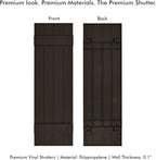Board & Batten Vinyl Shutters (1 Pair) | 14.5"x43" (4-Board) - Stone Mason Brown | Exterior Window Shutters | Includes Mounting Hardware | Simple Installation | Made in USA