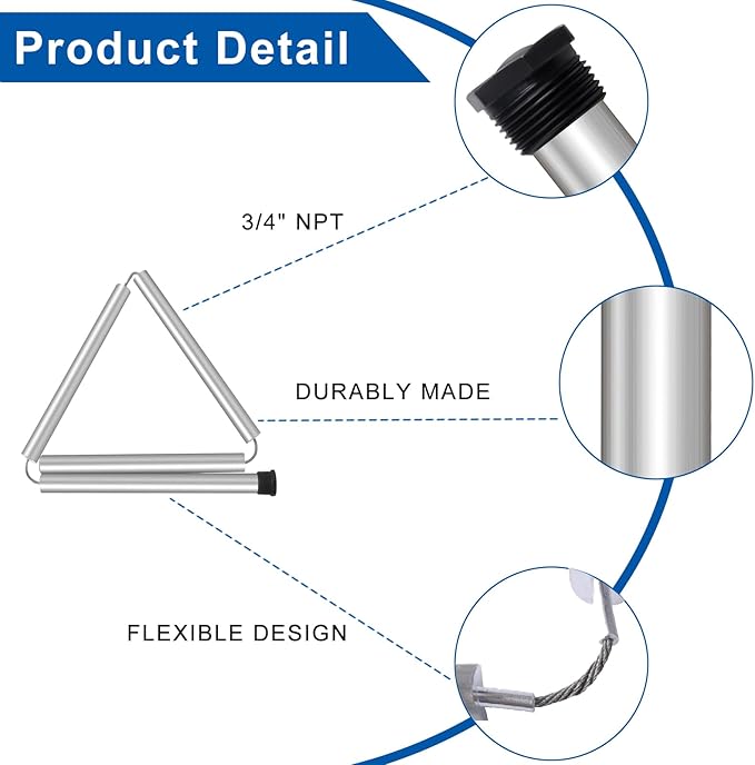 PODOY 44" Flexible Magnesium Anode Rod for Hot Water Heater 3/4" NPT Thread Water Heater Anode Rod Compatible with Rheemm Reliancee Richmondd GEE for Home Water Tank 2 Packs Including Teflon Tape