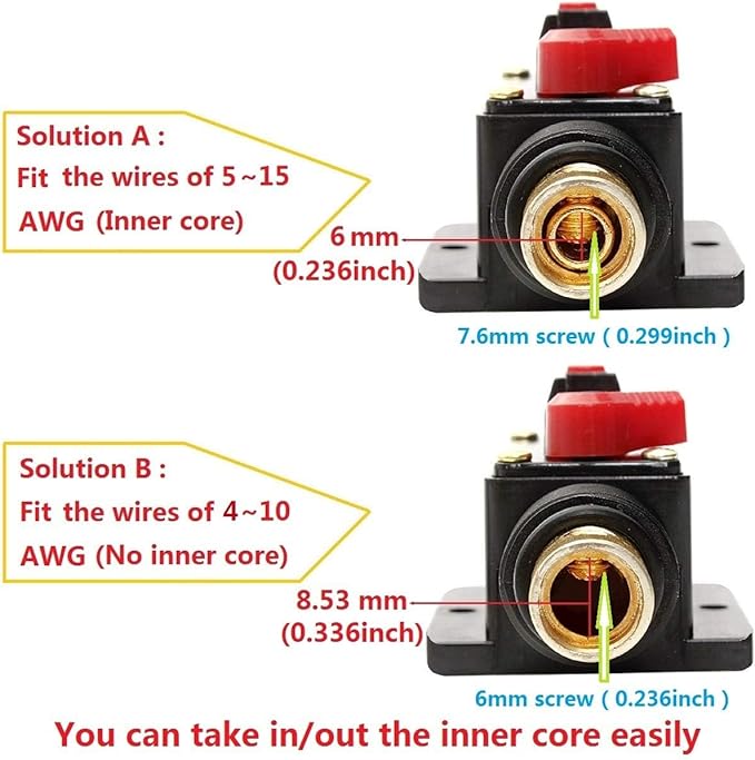 Fuse Holders 30amp Inline Circuit Breaker 20-300A for Car Audio and Amps Overload Protection Reset Fuse Inverter 12V-24V DC Replace Fuses