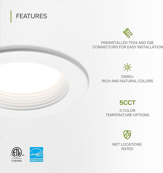 ASD 4 Inch Retrofit LED Recessed Lighting | Metal Trim White 10W 849LM 120V 2700K-5000K Adjustable Ceiling Downlights | Triac Dimmable Wet Rated Room Can Lights, ETL Energy Star, 12 Pack