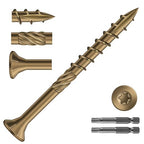 #8 x 2 Inch Deck Screws (765Pcs) 6lb. Carbon Steel, Yellow, Flat Head, Rust Resistant epoxy Coated, with T25 Star Bit