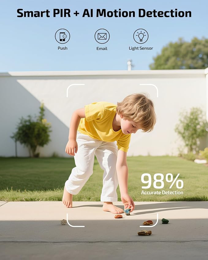 《100% Solar Powered & 2-Way Audio》Outdoor Wireless PTZ Camera System, 4MP Solar Powered Battery Cameras,Home Video Surveillance DVR Kits