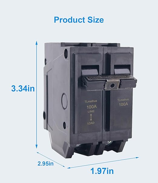 100 amp Breaker 2 Pole Plug-in Mount Type THQL Feeder Molded Case Circuit Breaker 120/240V AC, Compatible with GE Thick Series and Q-Line Series Load Centers
