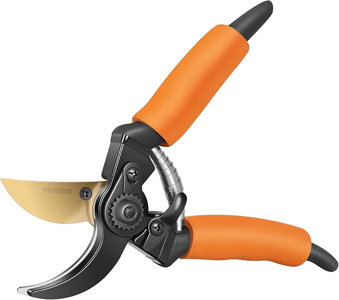 VIVOSUN 8.5" Bypass Pruning Shears for Gardening, Heavy-Duty Garden Scissors, Ultra Sharp Pruners with 3/4 in. Cut Capacity SK5 Blades, Thick Cushion-Covered Handle and Safety Lock