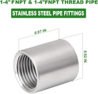 TAISHER 10PCS 304 Stainless Steel Cast Pipe Fitting, Coupling, 1/4" x 1/4" NPT Female Threaded