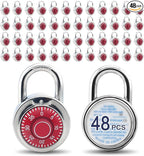 LanuBe Standard Dial Combination Lock, 2 in. Wide, with Different Combinations, Red Turnplate, Pack of 48; Lock for School, Employee, Gym Sports Locker, Case, Toolbox, and so on