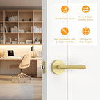 Amerdeco 1 Pack Brushed Gold Passage Door Handles,Heavy Duty Non-Locking Door Lever for Hall, Closet,Office Area, Shopping Malls AM0016