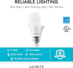 LUXRITE A19 LED Light Bulb 60W Equivalent, 4000K Cool White Dimmable, 800 Lumens, Standard LED Bulb 9W, E26 Base, Energy Star, Enclosed Fixture Rated, Perfect for Lamps and Home Lighting (12 Pack)