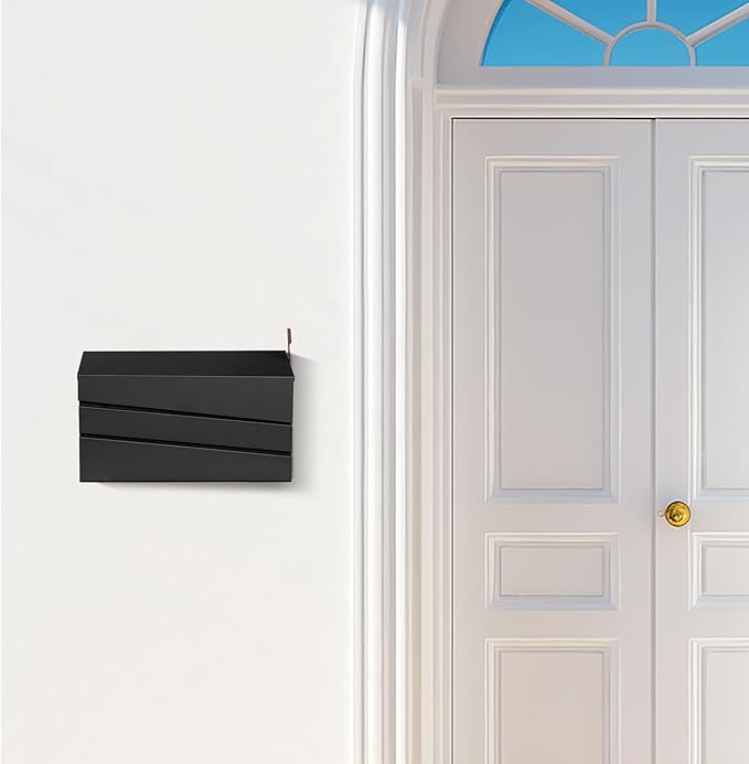 Wall-Mount Mailbox, Morden Mailbox for House, Rust Resistant Metal Post Box, Galvanized Steel Outside Mailboxes with Flag (No Keys Locking)