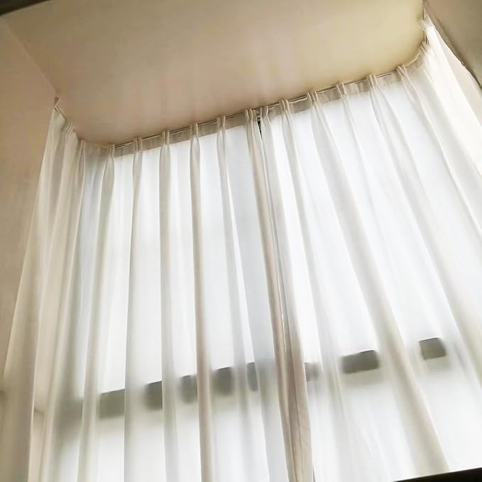 Self Adhesive Ceiling Or Wall Curtain Track 12FT No Drill Rod, No Damage Curtain Track Hangers, Adhesive Curtain Rod For Windows Cabinet Closet Bathroom Shower