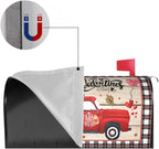 Valentines Day Mailbox Cover Magnetic Standard Size 21 x 18 Inch Love Hearts Red Truck Black White Buffalo Plaid Valentines Decoration Mailbox Cover Romantic Post Box Cover Wraps Garden Yard Decor
