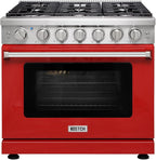 36 inch Professional Freestanding Pro-Style Natural Gas Range or Liquid Propane Gas Range with 6 Burners, 6.0 cu.ft. Oven Capacity, in Stainless Steel - KOS-36RG03M (Red)