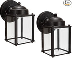 LIT-PaTH Outdoor LED Wall Lantern, Wall Sconce Porch Lighting Fixture, 3000K Warm White, 9.5W 800 Lumen, Aluminum Housing Plus Glass, Bronze Finish-2 Pack