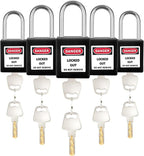Lockout Tagout Locks Set-5pcs Black Keyed Different Locks, 2 Keys Per Lock, OSHA Compliant Safety Padlocks for Electrical Lockout Tag Out Kit