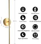 Removable Battery Operated Wall Sconces with Remote Control 350°Rotate LED Wireless Wall Lights with 3 Color Temperatures & Dimming for Bedroom, Hallway,28.3 Inch (2 Pack)