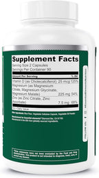 Essential Elements Magnesium & Zinc with Vitamin D3 for Sleep Immune & Bone Support - Magnesium Glycinate, Malate, Citrate 225mg - Triple Magnesium Supplement for Women and Men - 9 Month Supply