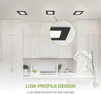 ASD 6 Pack LED Square Recessed Lighting 3 Inch, 5 CCT 2700K-5000K, 6W 30W Eqv, Ultra Thin Dimmable Ceiling Lights with J Box, Canless Wafer Downlight, Slim Panel, UL Energy Star, Oil-Rubbed Bronze