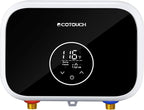 Electric Tankless Water Heater 240V, ECOTOUCH 6kW Point of Use Tankless Water Heater Instant Hot Water Heaters Electric with Self-modulation Technology ETL Certificated ECO60BE Black