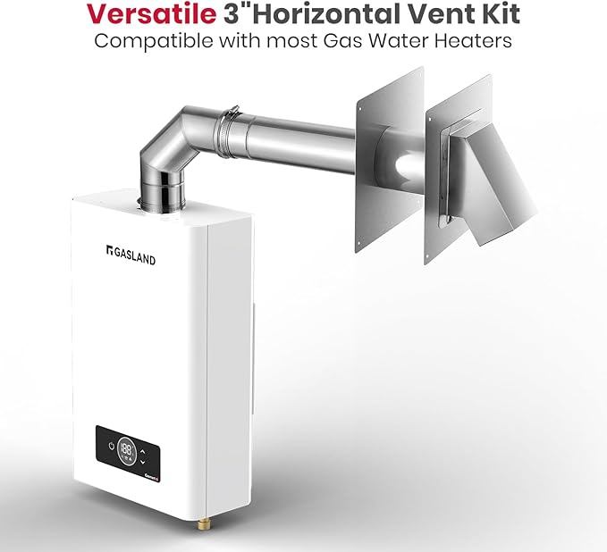 GASLAND 3" Stainless Steel Vent Pipe Kit for Gas Tankless Water Heaters, Includes 3" Termination Hood,3" x 90 Degree Elbow, 3"x 1' Vent Pipe,3" x 1.5' Vent Pipe and 3" Wall Thimble