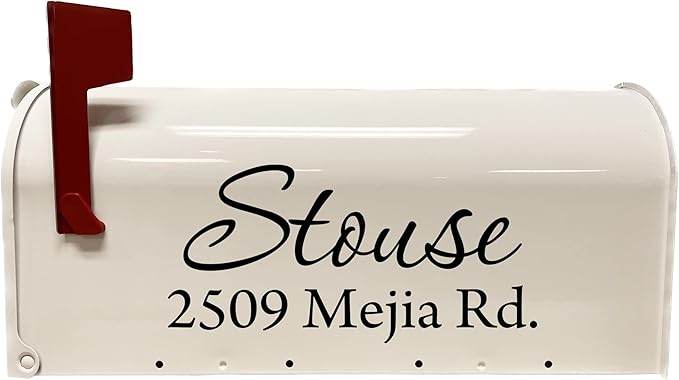 Mailbox Decals Personalized Address and Street Name Outdoor Stickers VWAQ-CMB1 (12 Inch X 6 Inch, Black)