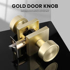 Haidms Gold Passage Door Knobs Interior, Zinc Alloy Brushed Gold Closet Door Knobs, Heavy Duty Round Brushed Brass Doorknobs for Hall Closet,Hallway(3 Pack)