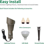 Lumina Lighting® 5W Landscape Lighting 12V Landscape Lights Low Voltage Landscape Spotlights Warm White Waterproof Outdoor Replaceable LED Bulb for Garden,Lawn,Porch,Patio and Yard (Bronze) (2-Pack)