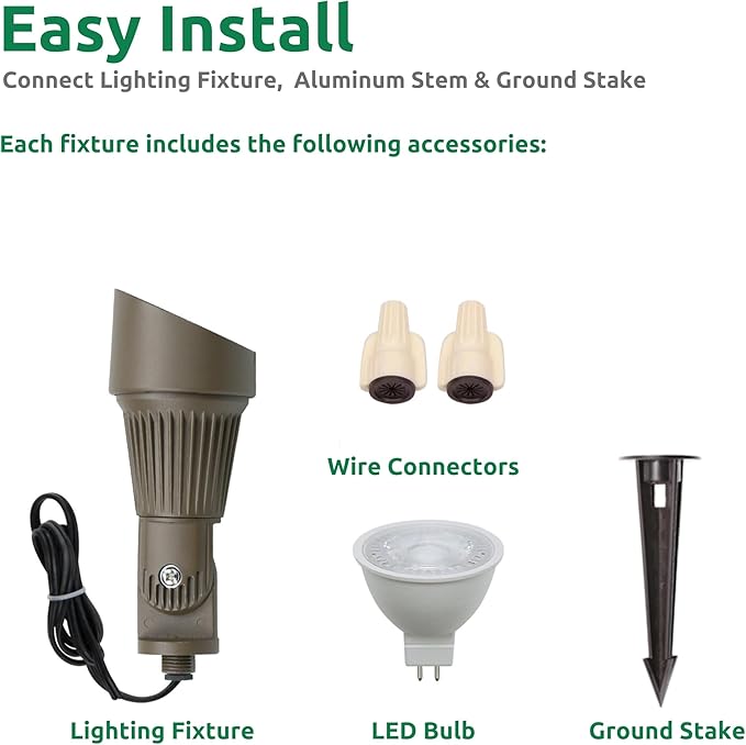 Lumina Lighting® 5W Landscape Lighting 12V Landscape Lights Low Voltage Landscape Spotlights Warm White Waterproof Outdoor Replaceable LED Bulb for Garden,Lawn,Porch,Patio and Yard (Bronze) (2-Pack)