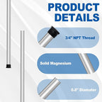 Magnesium Anode Rod 44" for Hot Water Heater,Compatible with Rheemm A.O. Smithh Giantt,Reliancee Richmondd,Hex Head 3/4" NPT x 44" Corroation Protect Anode Rod for Home Water Tank(Pack of 2)