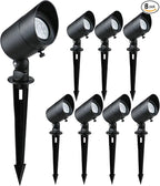 Doluck 4W LED Landscape Lights Low Voltage Landscape Lighting Spotlights GL101-BKLED8 AC/DC 12V Warm White Waterproof for Driveway,Yard, Lawn,Patio,Walls,Trees,Flags,Outdoor Light (Black, 8 Pack)